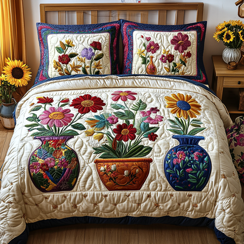 Daisy Delight 3-Piece Quilted Bedding Set NCU0VL1474