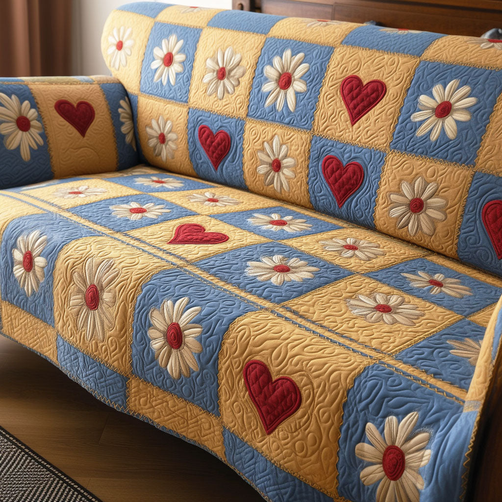 Daisy Delight Quilted Sofa Cover NCU0TD2397