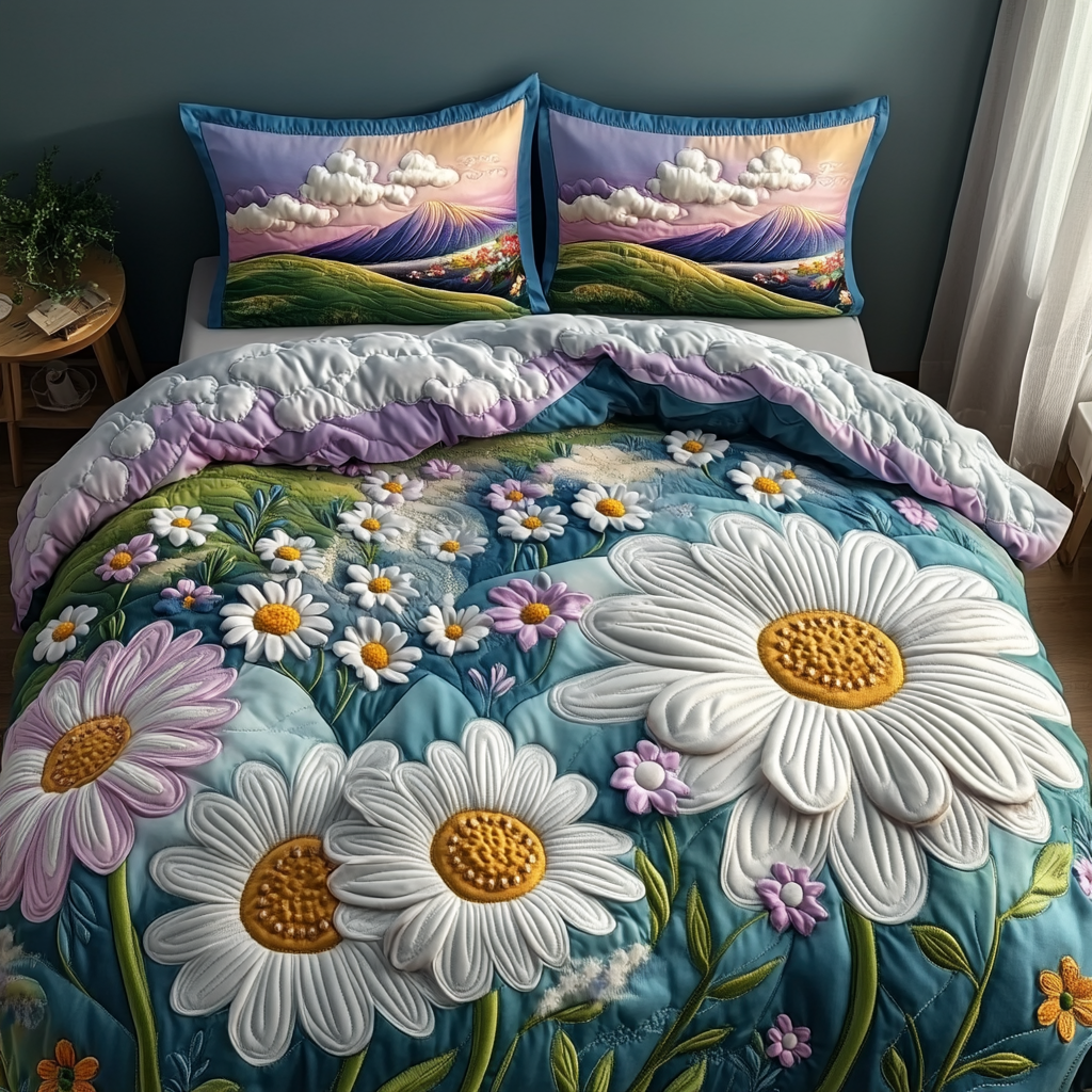 Daisy Dream 3-Piece Quilted Bedding Set NCU0DV4771