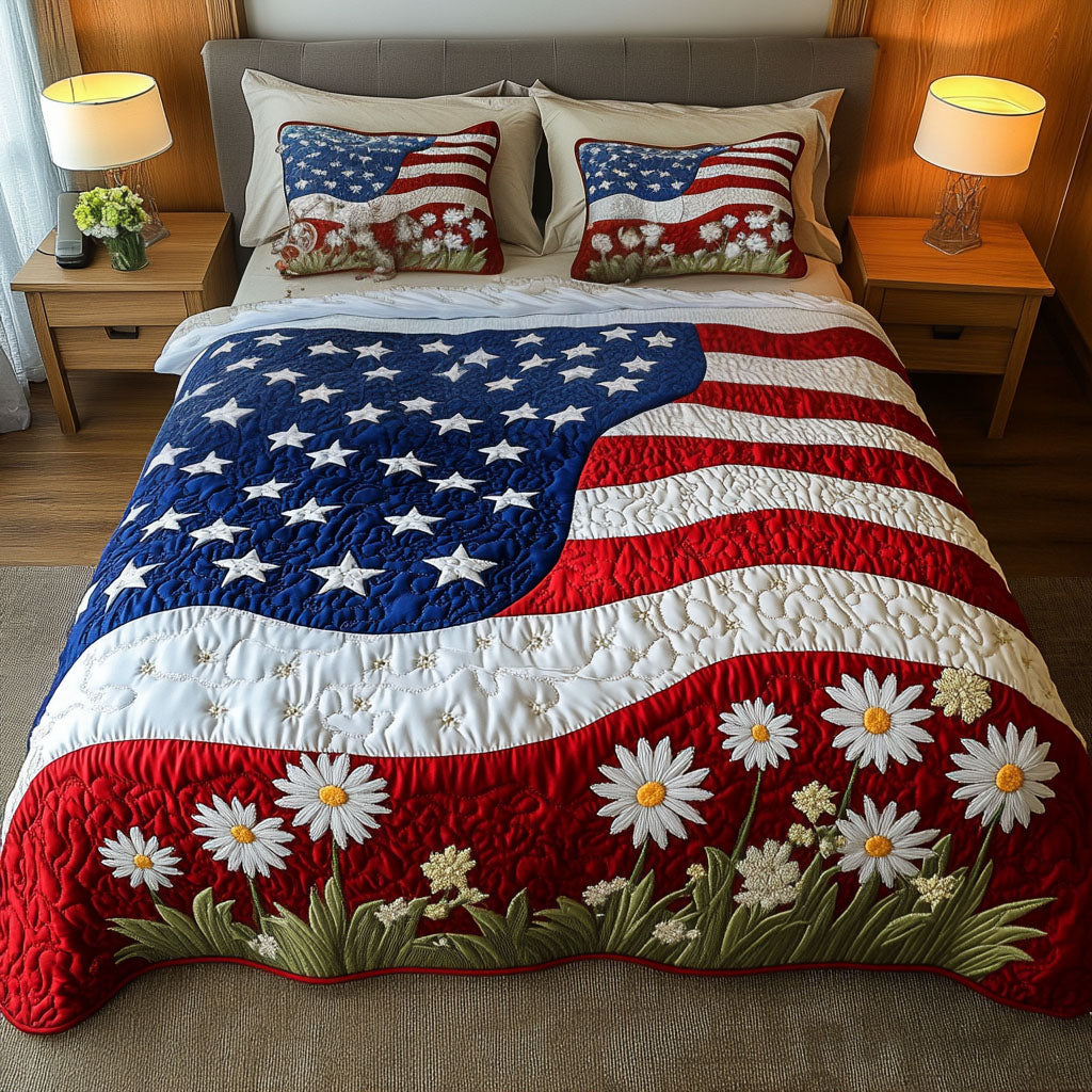 Daisy Dreams 3-Piece Quilted Bedding Set NCU0NT5359