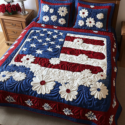 Daisy Dreams Americana 3-Piece Quilted Bedding Set NCU0PT3703