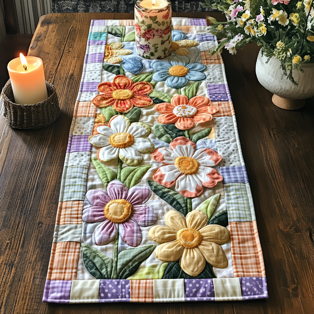 Daisy Dreams Quilted Table Runner NCU0VH3681