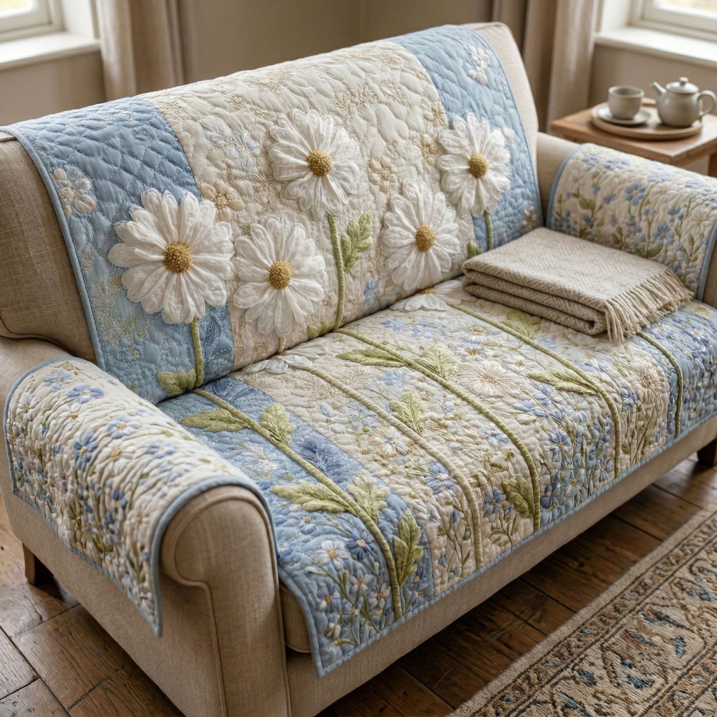 Daisy Glow Quilted Sofa Cover NCU0TD2514