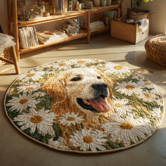 Daisy Golden Retriever Quilted Round Mat NCU0HH032