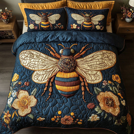 Daisy Hive Harmony 3-Piece Quilted Bedding Set NCU0NT3172