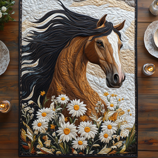 Daisy Horse Quilted Table Runner NCU0DV4994