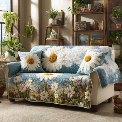 Daisy Meadow Quilted Sofa Cover NCU0DV8984