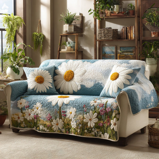 Daisy Meadow Quilted Sofa Cover NCU0DV8984