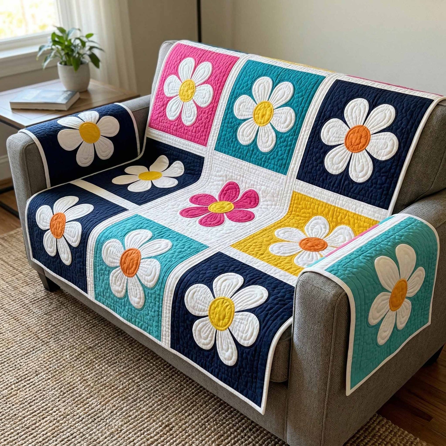 Daisy Patch Quilted Sofa Cover NCU0XD2500