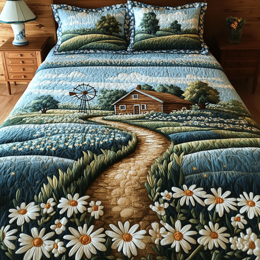 Daisy Path 3-Piece Quilted Bedding Set NCU0VH4799