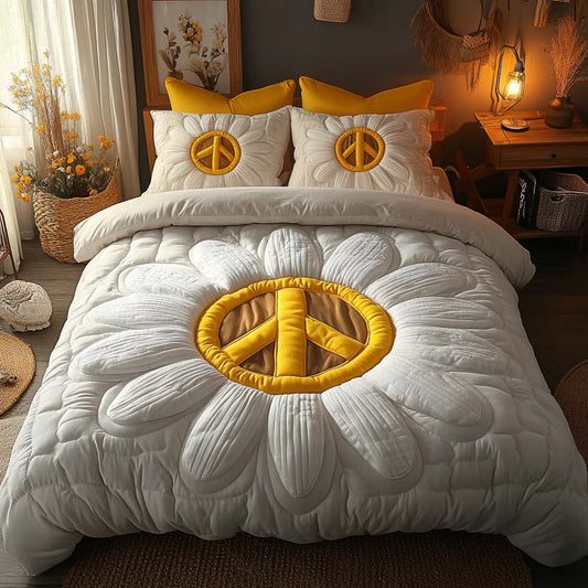 Daisy Peace Glow 3-Piece Quilted Bedding Set NCU0XD486