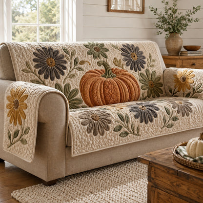 Daisy Pumpkin Quilted Sofa Cover NCU0VL3769