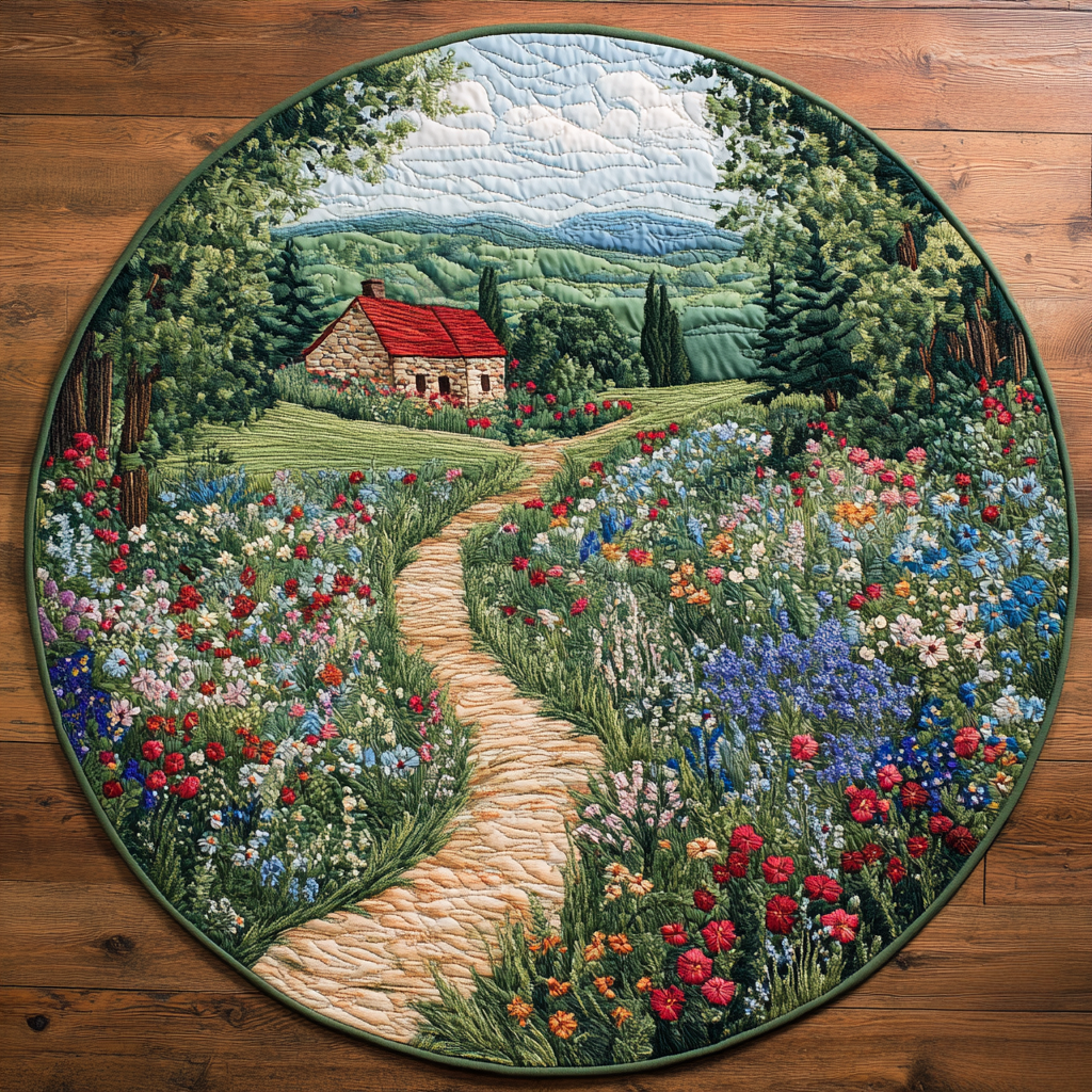 Daisy Road Quilted Round Mat NCU0VH5655