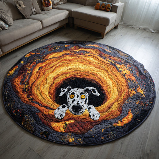 Dalmatian Fire Pit Quilted Round Mat NCU0HH552
