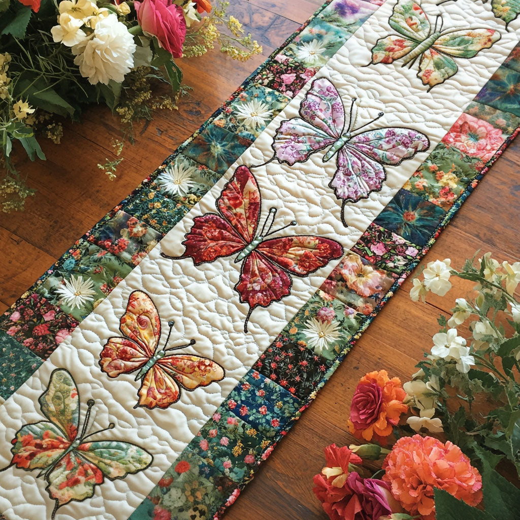 Dance of Butterflies Quilted Table Runner NCU0PT5797