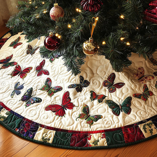 Dancing Butterflies Quilted Christmas Tree Skirt NCU0PT1926