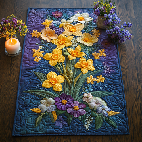 Dancing Daffodils Quilted Table Runner NCU0DV4175