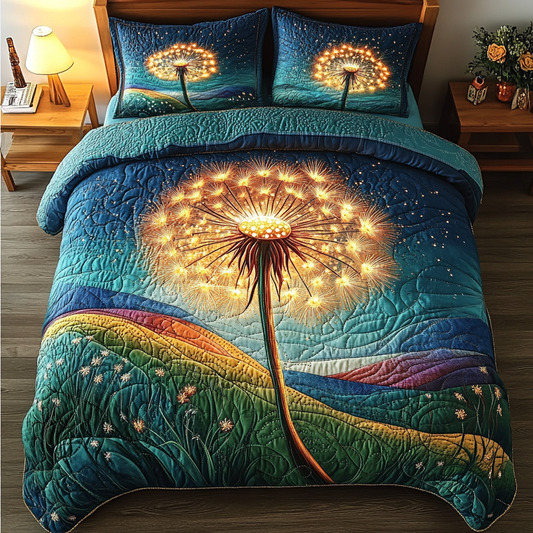 Dancing Dandelions 3-Piece Quilted Bedding Set NCU0DK4117