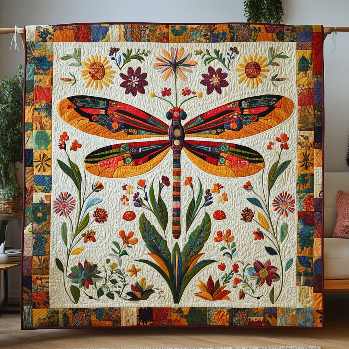 Dancing Dragonflies Quilted Blanket NCU0PT4994