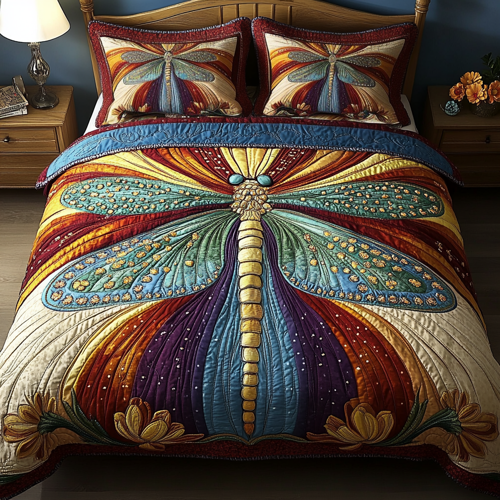 Dragonfly 3-Piece Quilted Bedding Set NCU0VT91