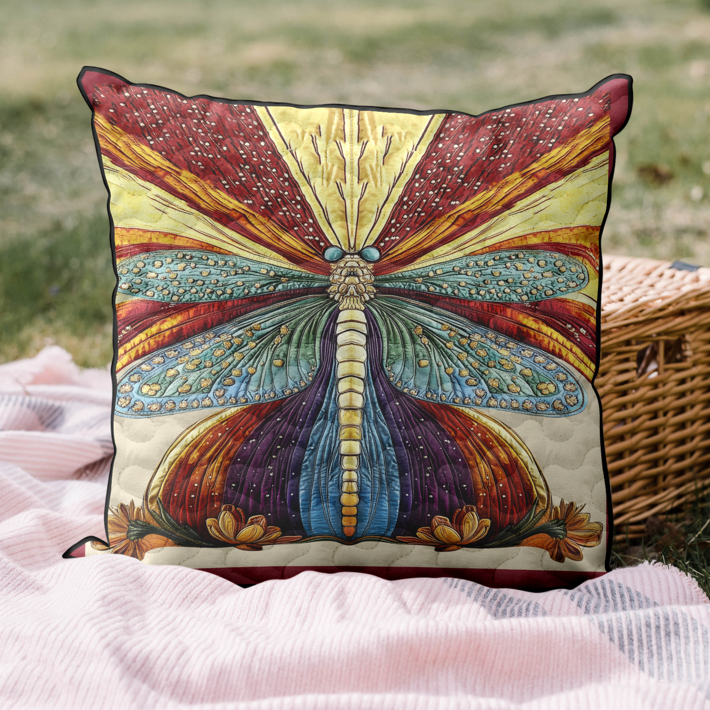 Dancing Dragonfly Quilted Pillow Case NCU0DK4299