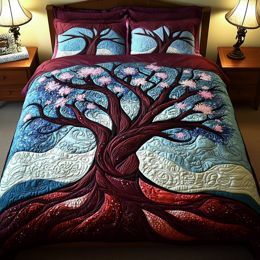 Dancing Petals 3-Piece Quilted Bedding Set NCU0VH1552