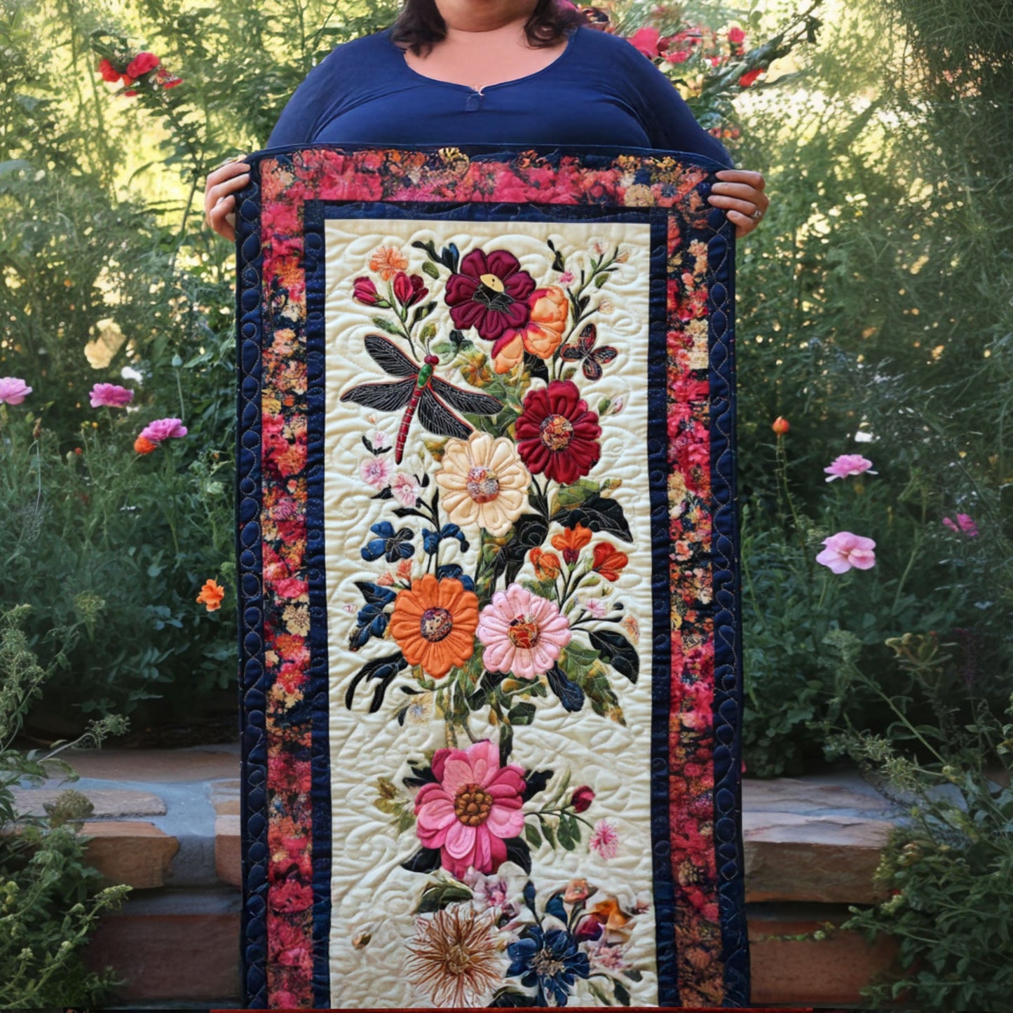 Dancing Petals Quilted Table Runner NCU0PT4496