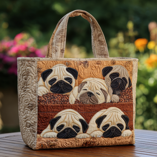 Dancing Pug Quilted Tote Bag NCU0DK9472