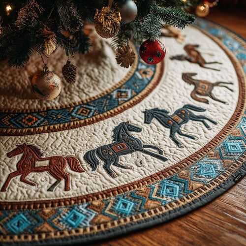 Dancing Stallions Christmas Quilted Tree Skirt NCU0PT9968