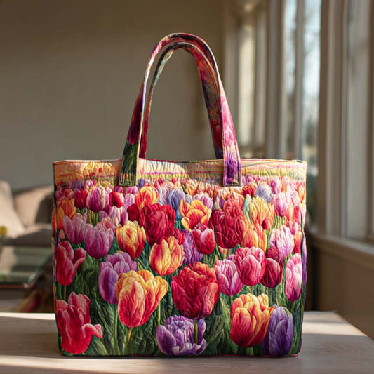 Dancing Tulip Breeze Quilted Tote Bag NCU0NT9370