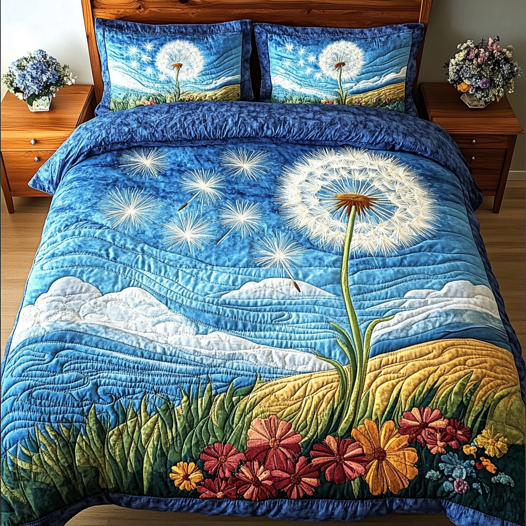 Dandelion Hope 3-Piece Quilted Bedding Set NCU0DK4122