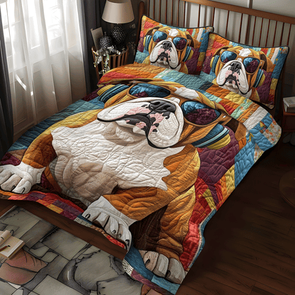Dapper Bulldog 3-Piece Quilted Bedding Set NCU0DV1679