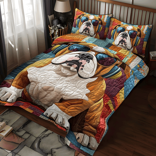 Dapper Bulldog 3-Piece Quilted Bedding Set NCU0DV1679