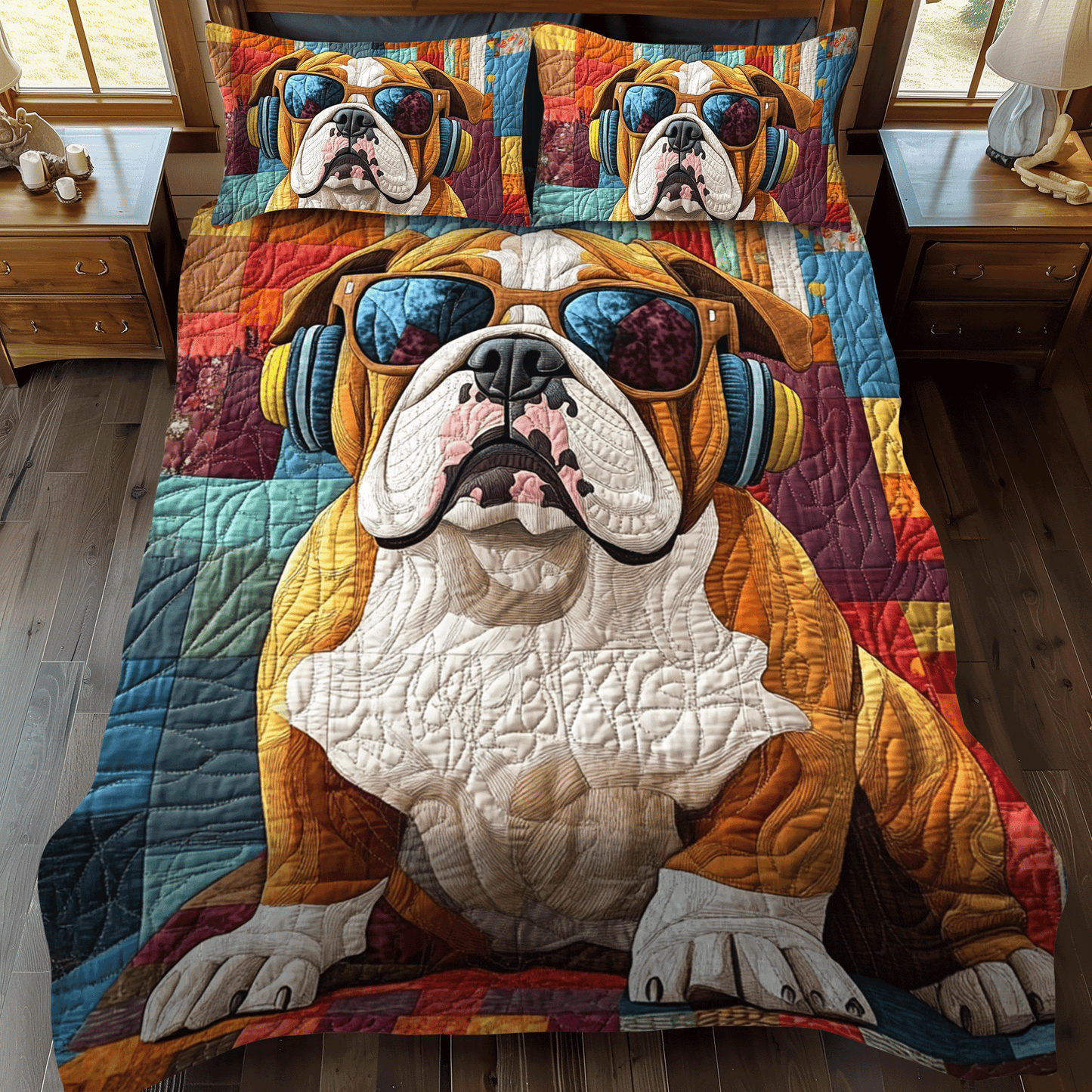 Dapper Bulldog 3-Piece Quilted Bedding Set NCU0DV1679