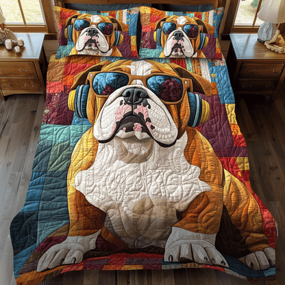 Dapper Bulldog 3-Piece Quilted Bedding Set NCU0DV1679