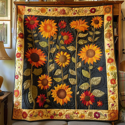 Dappled Sunflower Harmony Quilted Blanket NCU0TL454