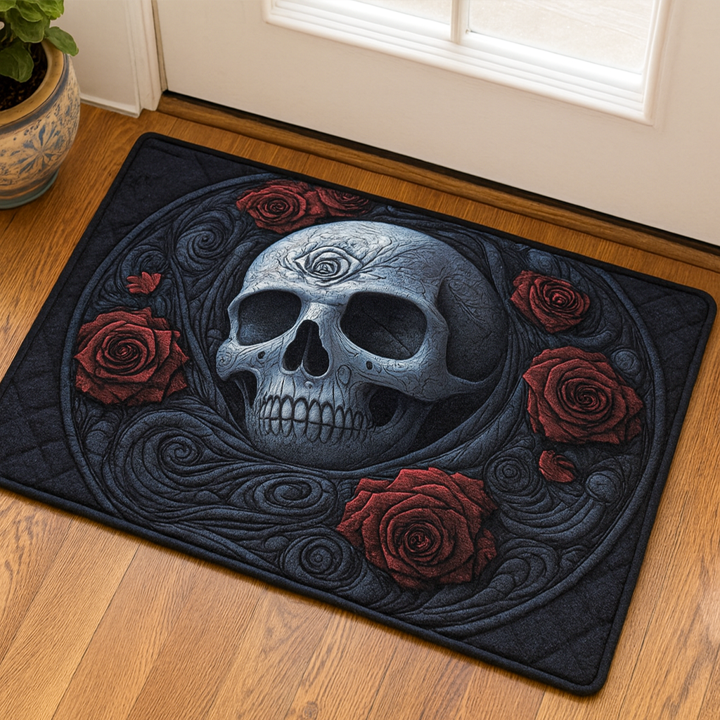 Dark Rose Skull Doormat NCU0NT9925