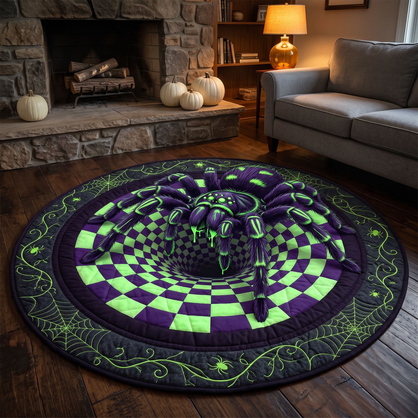 Dark Arachnid Quilted Round Mat NCU0TD2895