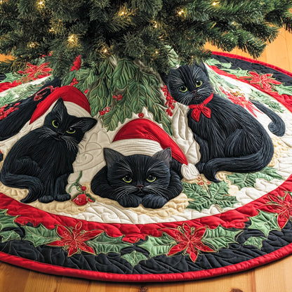 Black cat Christmas Quilted Tree Skirt NCU0VT333