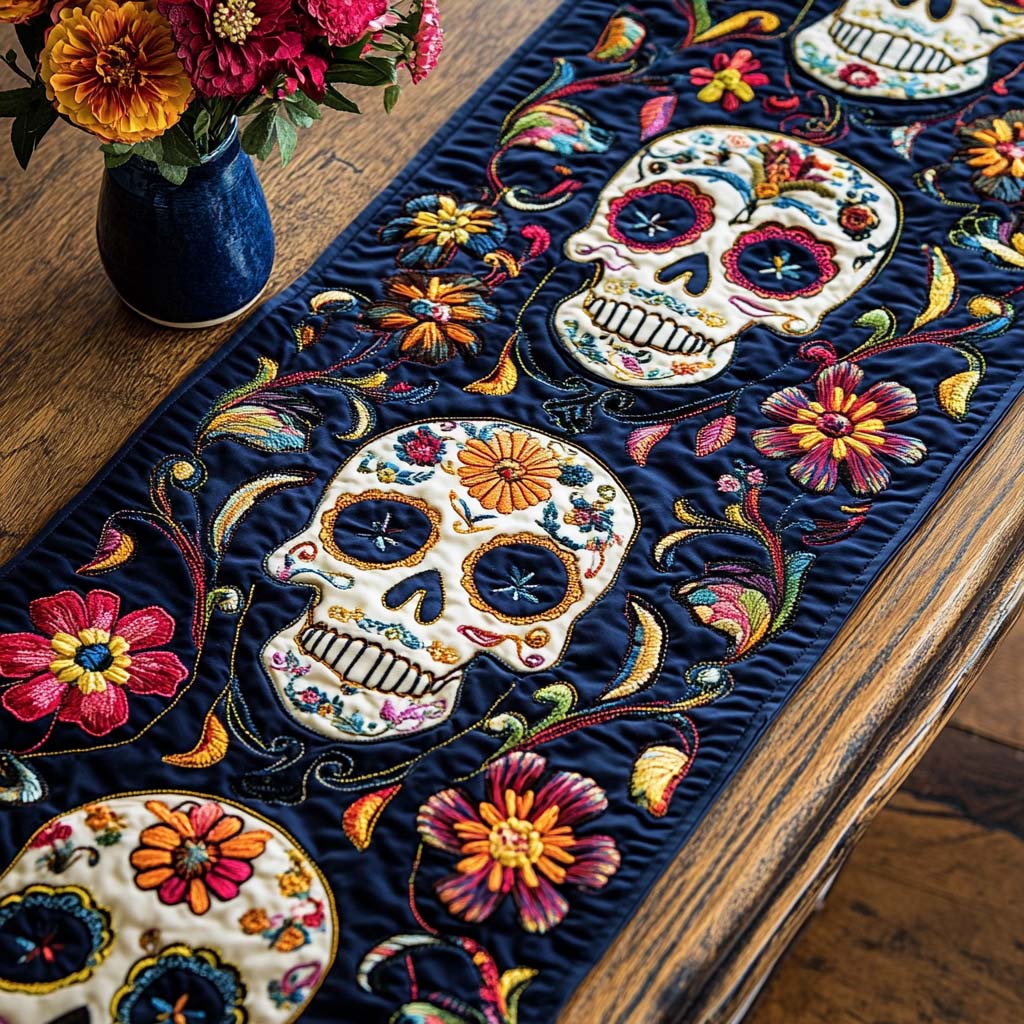 Dark Blossom Quilted Table Runner NCU0NT7956
