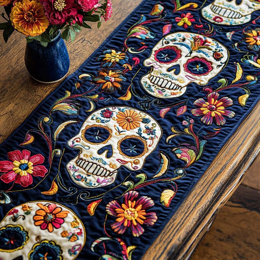 Dark Blossom Quilted Table Runner NCU0NT7956