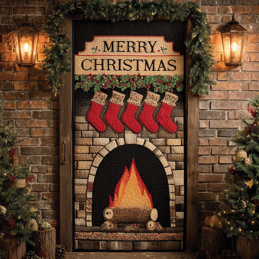Dark Brick Christmas Hearth Quilted Door Cover NCU0XD2025