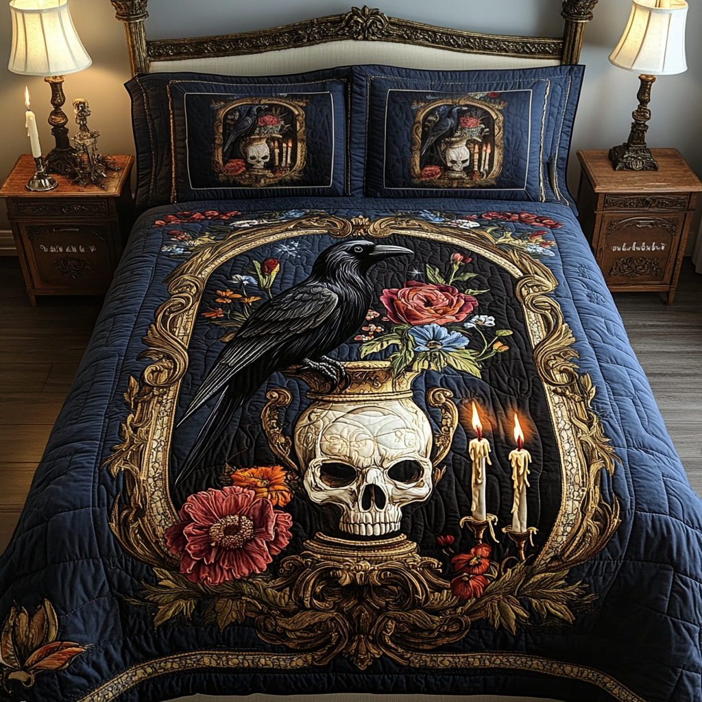 Dark Plume 3-Piece Quilted Bedding Set NCU0VH2062