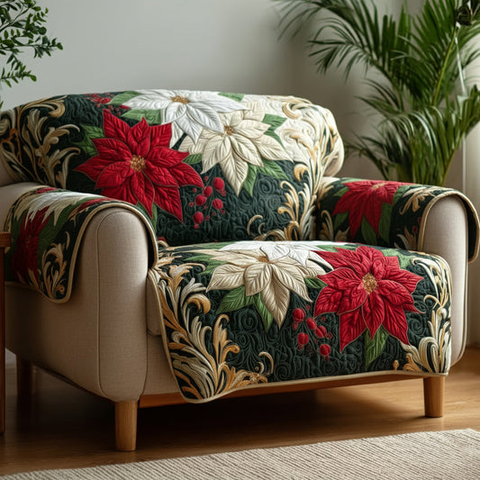 Dark Poinsettia Quilted Sofa Cover NCU0HH446