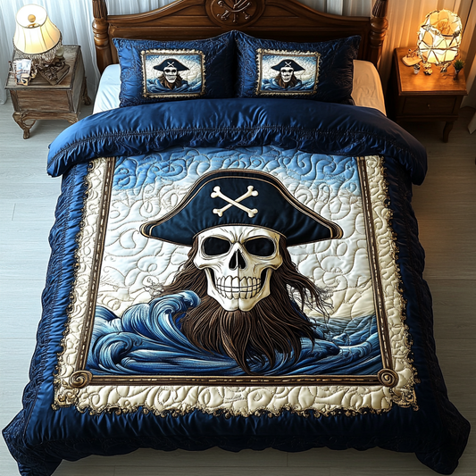 Dark Sea Skull 3-Piece Quilted Bedding Set NCU0DK6239