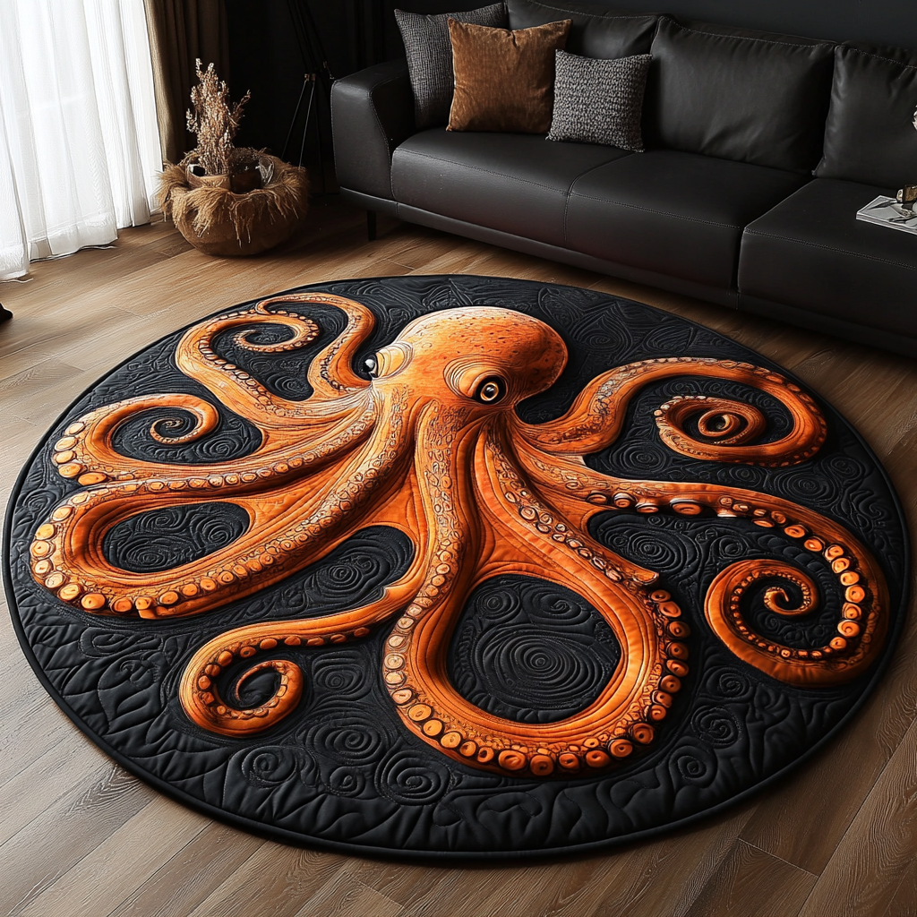 Dark Water Phantom Quilted Round Mat NCU0DV3846