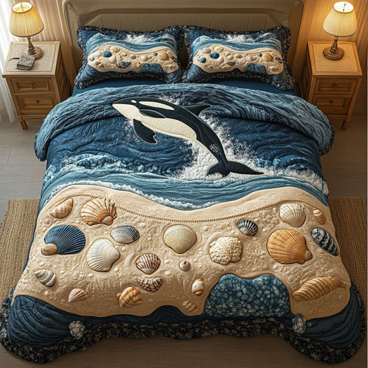 Dark Water Waltz 3-Piece Quilted Bedding Set NCU0NT6983