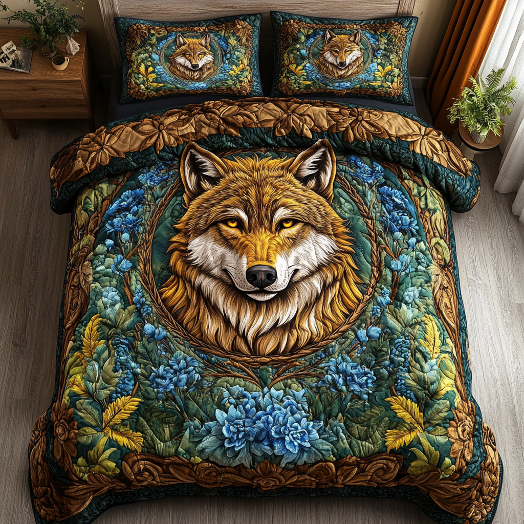 Dark Wolf 3-Piece Quilted Bedding Set NCU0DK8078