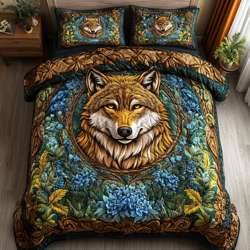 Dark Wolf 3-Piece Quilted Bedding Set NCU0DK8078