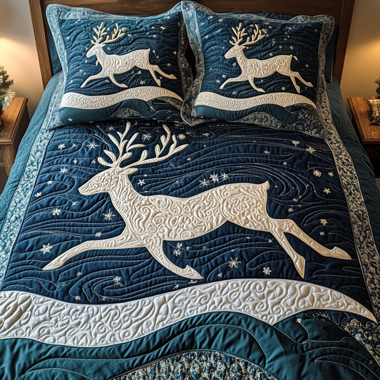 Dashing Through the Snow 3-Piece Quilted Bedding Set NCU0TL1969